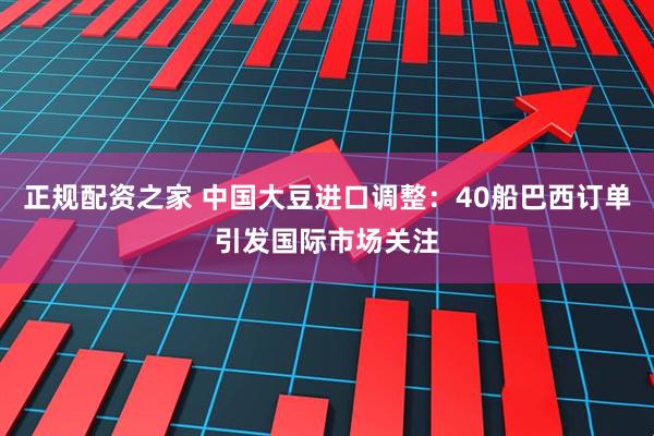 正规配资之家 中国大豆进口调整：40船巴西订单引发国际市场关注